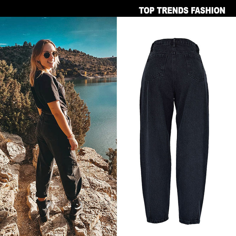 Loose denim trousers