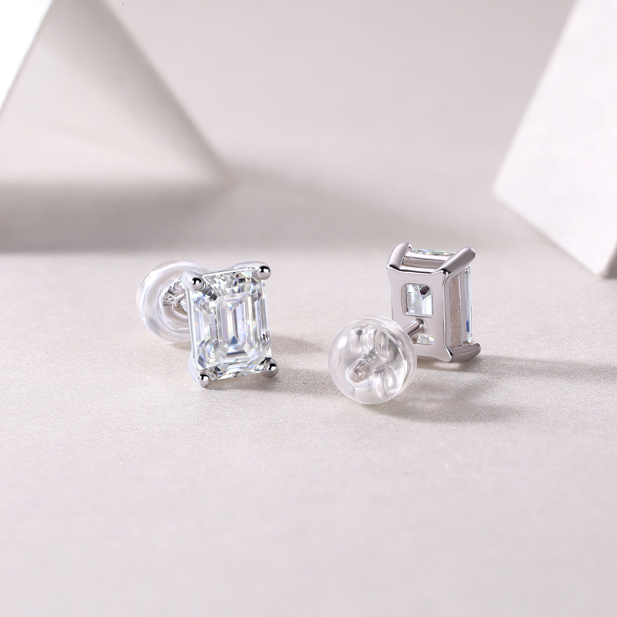 Sink Into Luxury Fashion Diamond Earrings. Studs Set With Mosan Diamond Silver Ornaments