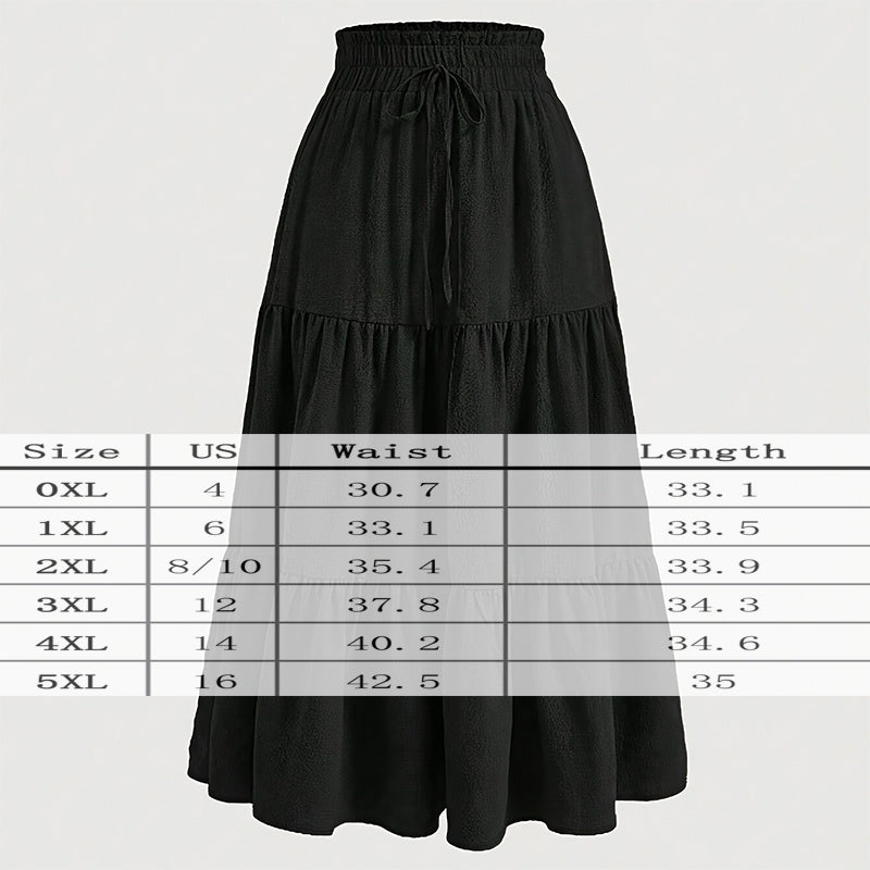 Women's Solid Color High-Waist. Knot Detail Flowy Pleated Midi Skirt - Elegant A-Line Skirt For Spring Summer