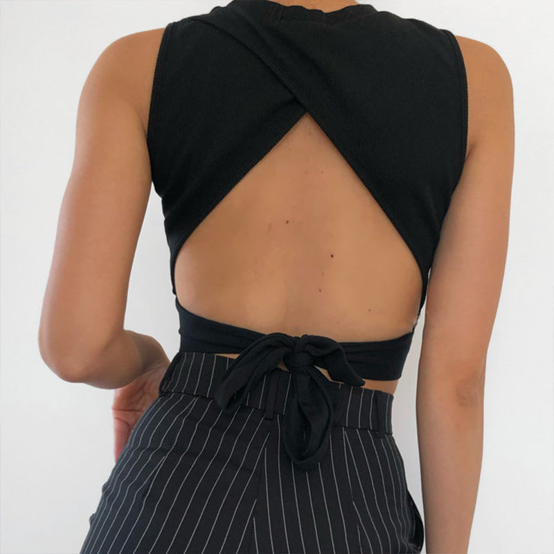 Knit Hollow Short Tank Top - Women's Fashion