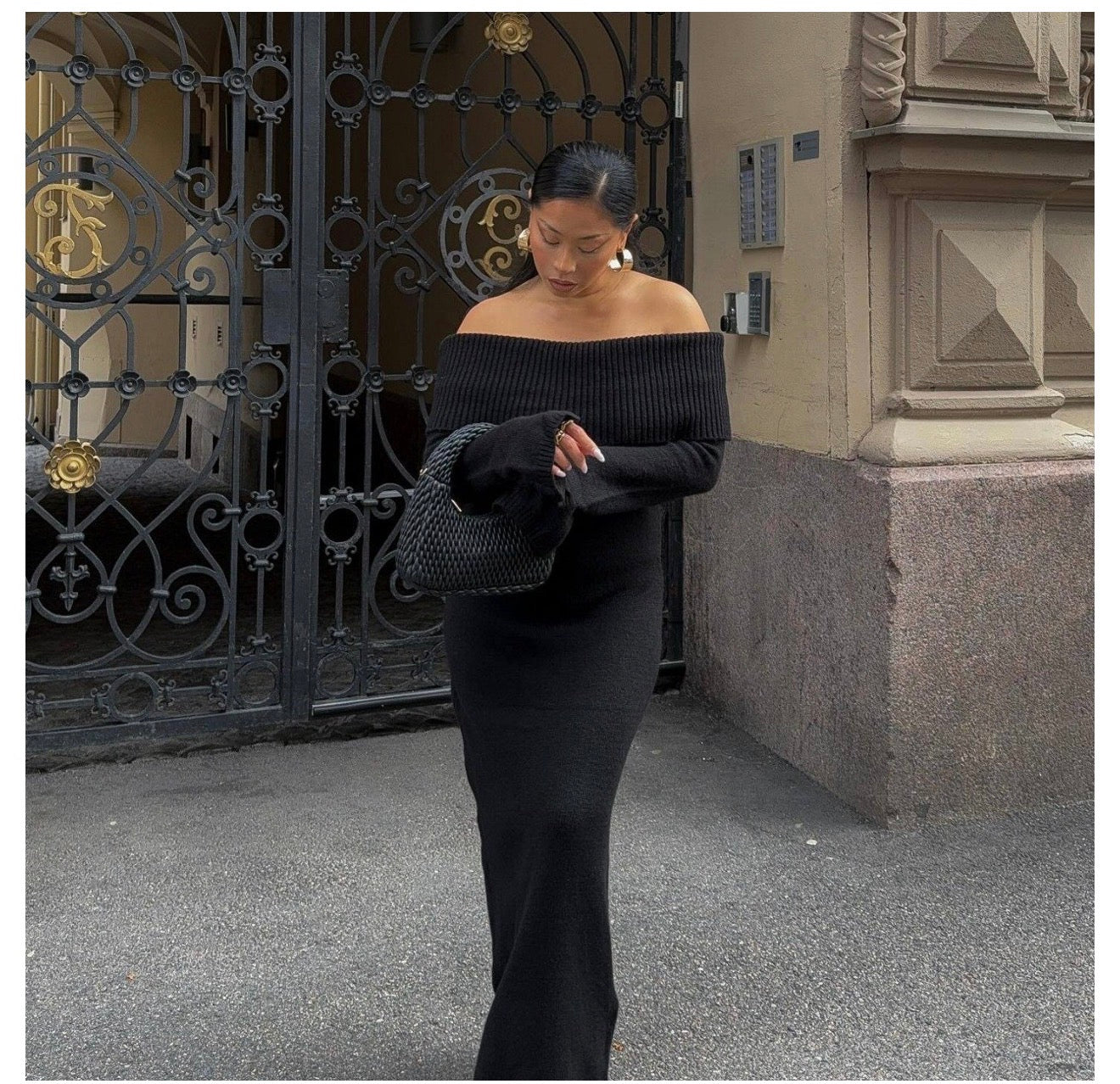 Off-Shoulder Knitted Dress for Women