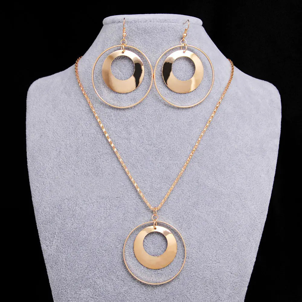Creative Round Earrings and Necklace Set for Women