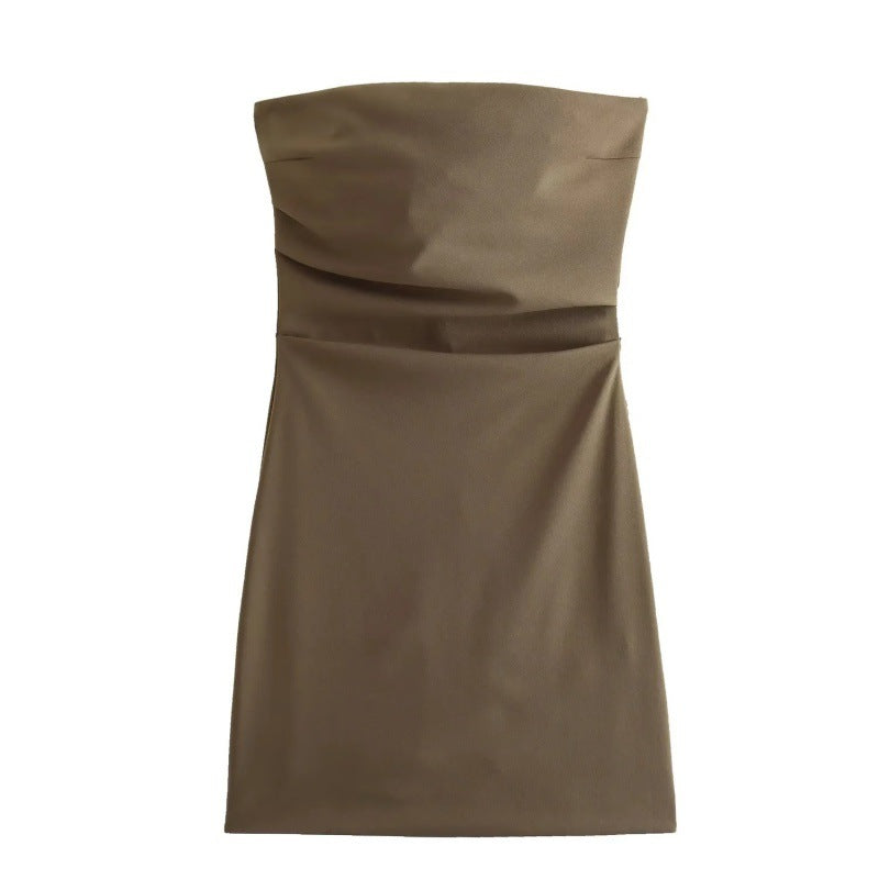 Autumn New Sexy Ruched Strapless Dress for Women
