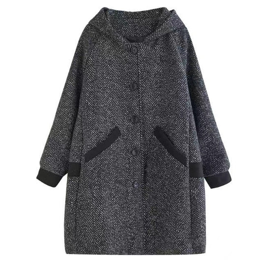 Winter Korean Style Loose Hooded Mid-length Velvet Padded Thickened Coat