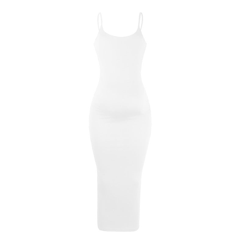 Solid Color Maternity Dress with Spaghetti Straps