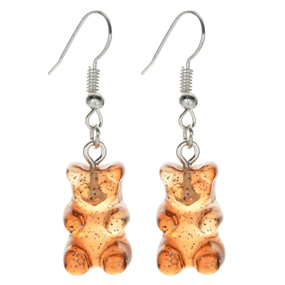 Colorful Resin Cartoon Bear Earrings for Women