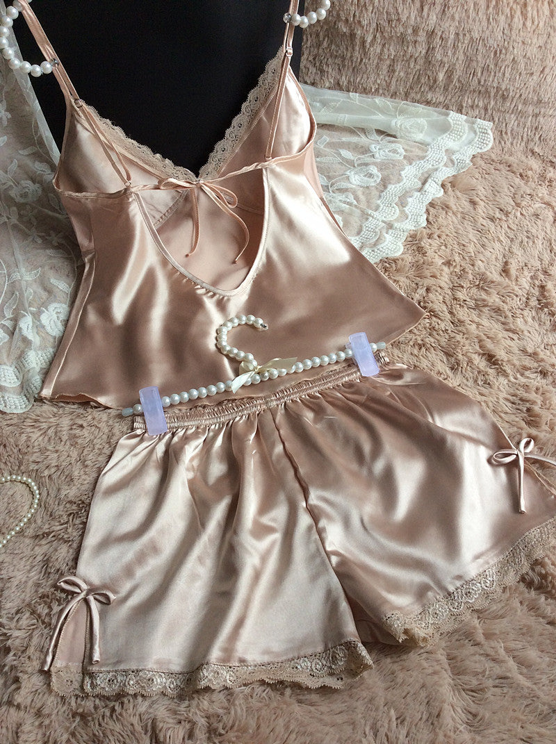 Women's Silk-Feel Cami Top and Shorts Pajama Set