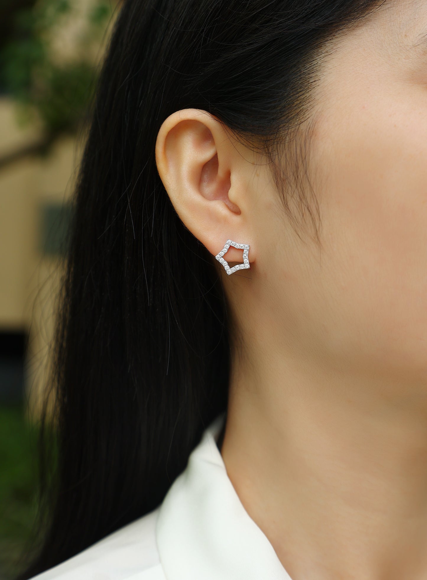 New Star - S925 Moissanite Sterling Silver Earrings. Platinum-plated Stud earrings Jewelry