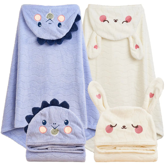 Baby/Toddler Hooded Bath Towels. 0-6 Years Unisex Toallas Para Bebe 2-Pack. 27.5"X55" Thick Ultra Absorbent Soft Beach Towel Bathrobe for Children
