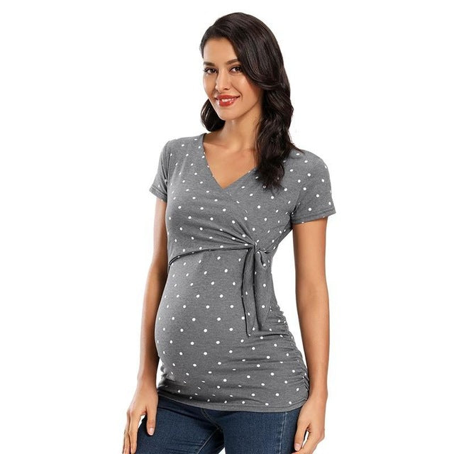 Long Sleeve V Neck Maternity Blouses and Tops