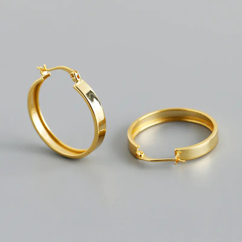 Simple Round Wide Flat Bottom Earrings for Women