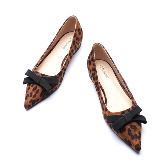 Pointed Toe Leopard Flats for Women. Pumps Slip on Ballet shoes