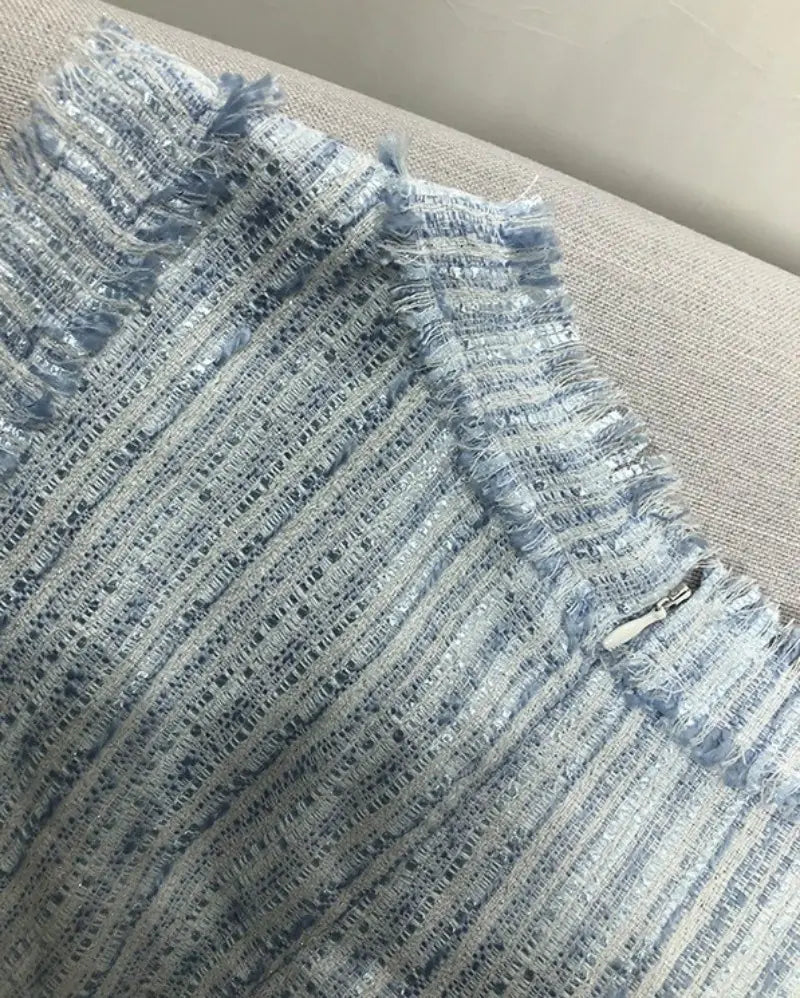 Women’s Summer Sleeveless Tweed Mini Dress with Pockets