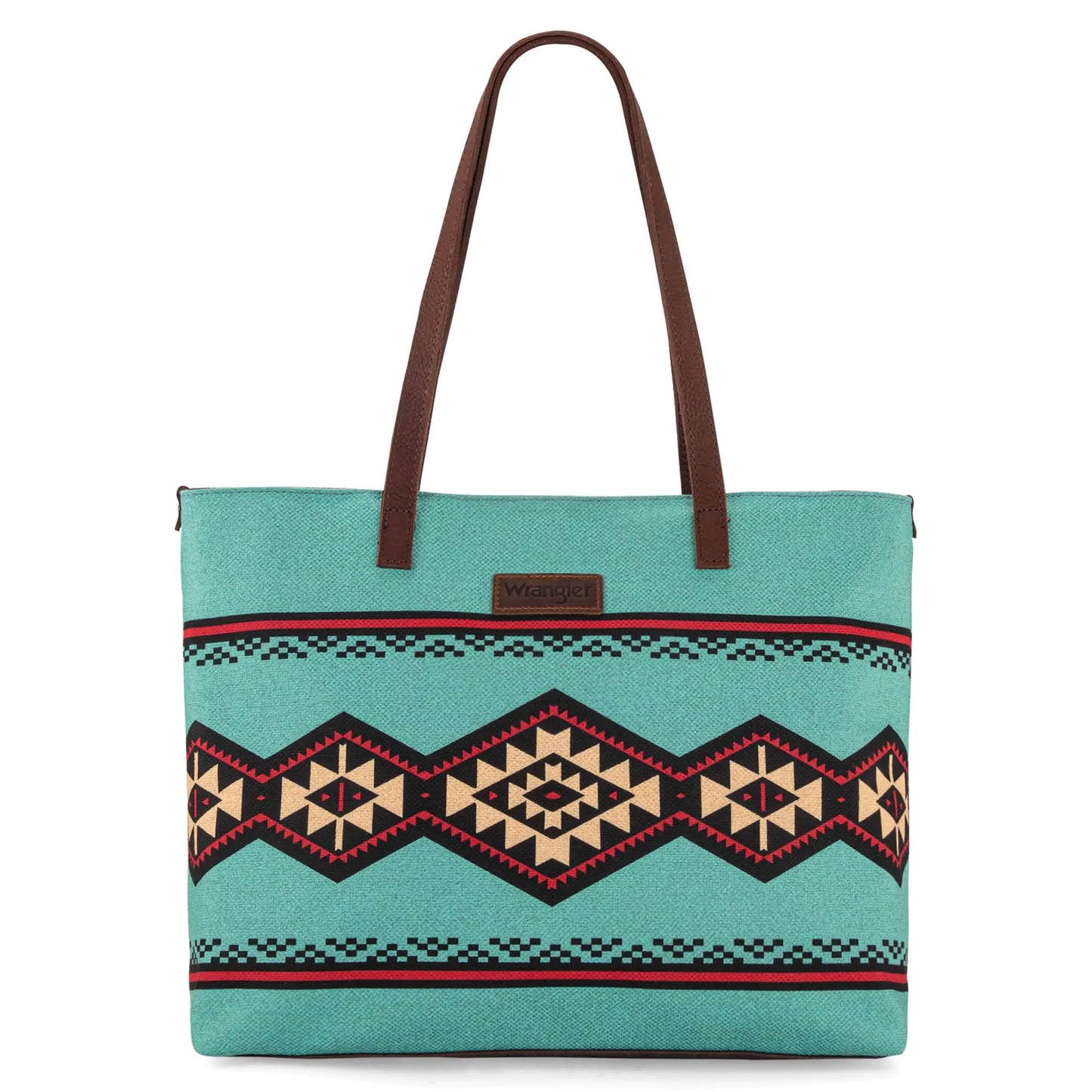 West Wrangler Tote Purse Bag. Aztec Canvas Native American Shoulder Handbags for Women. Genuine Leather Strap Hobo Bag