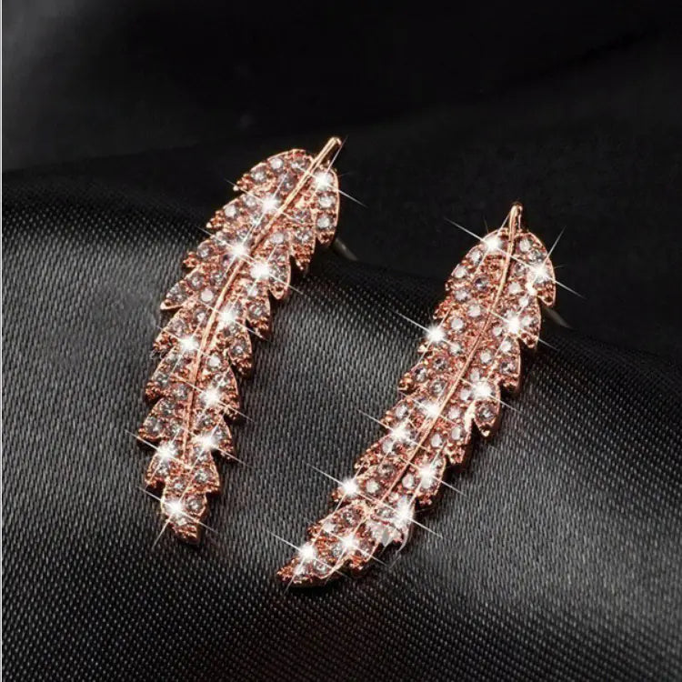 Fashionable Leaf Earrings with Zirconia for Women