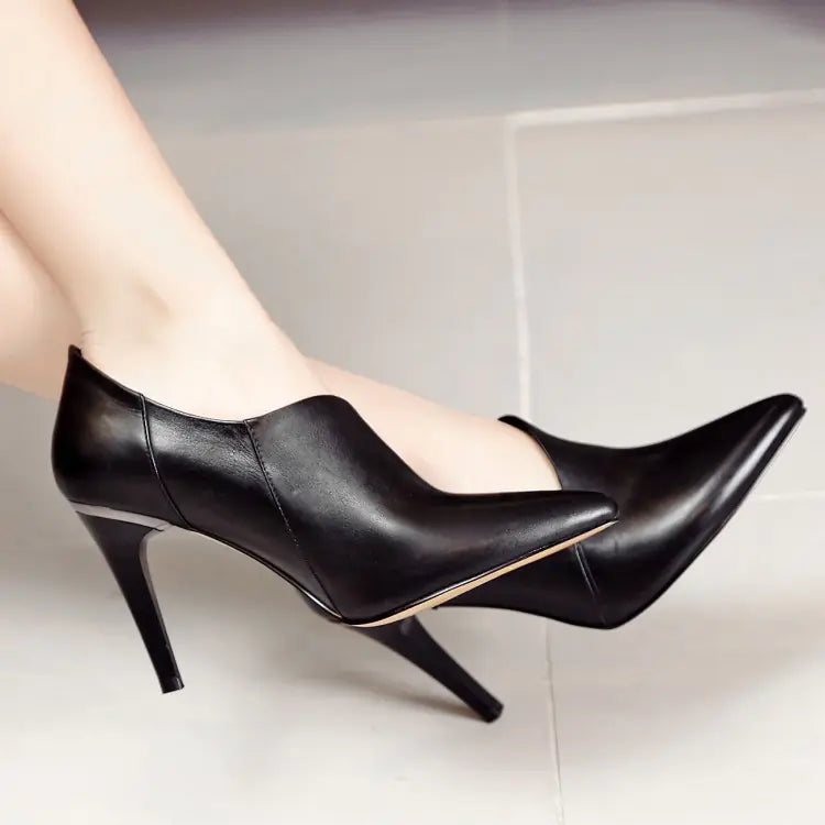 New Women's Genuine Leather Pointed Toe High Heels