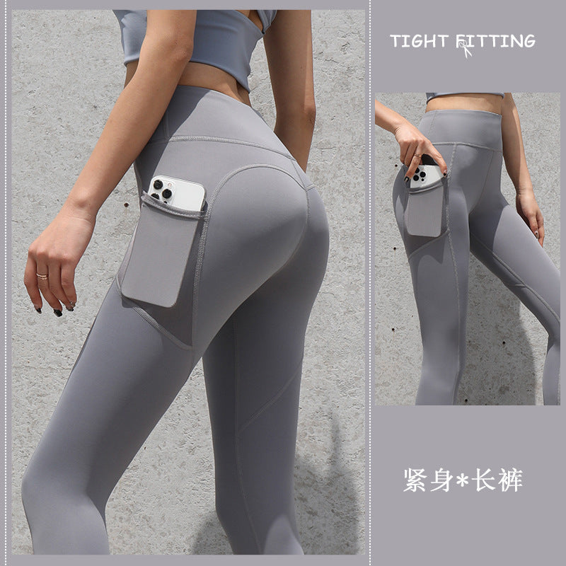 Gym Sport Seamless Leggings With Pockets . Push Up High Waist Women Fitness Running Yoga Pants.