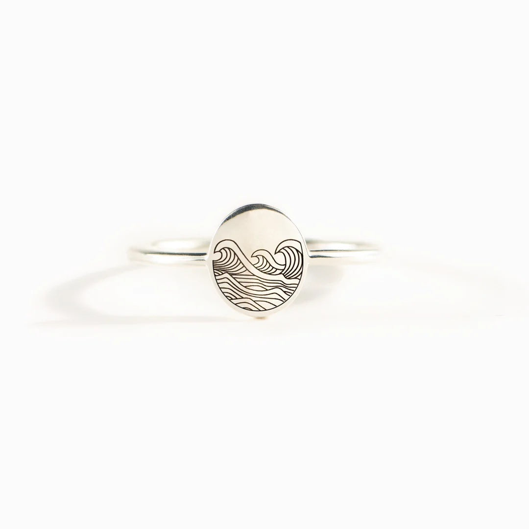 S925 Pure Silver Sea Wave Storm Ring. Female Simple