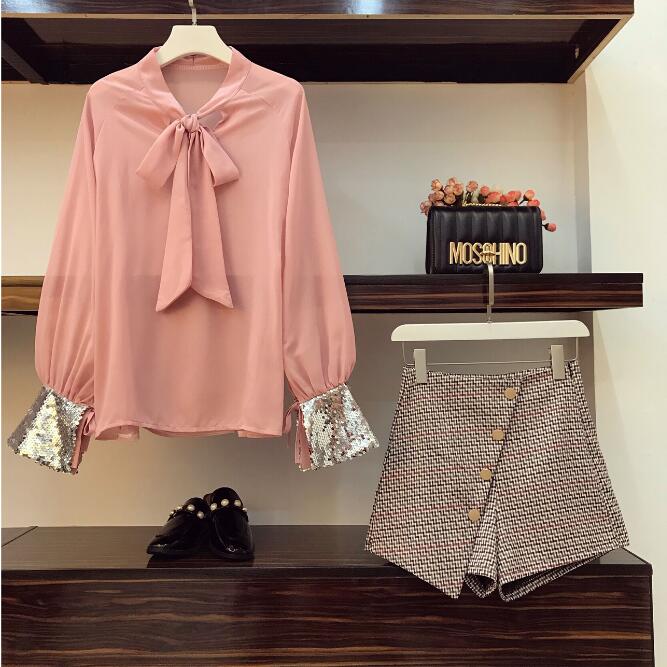 Chiffon Long Sleeve Shirt and Pants Set for Women