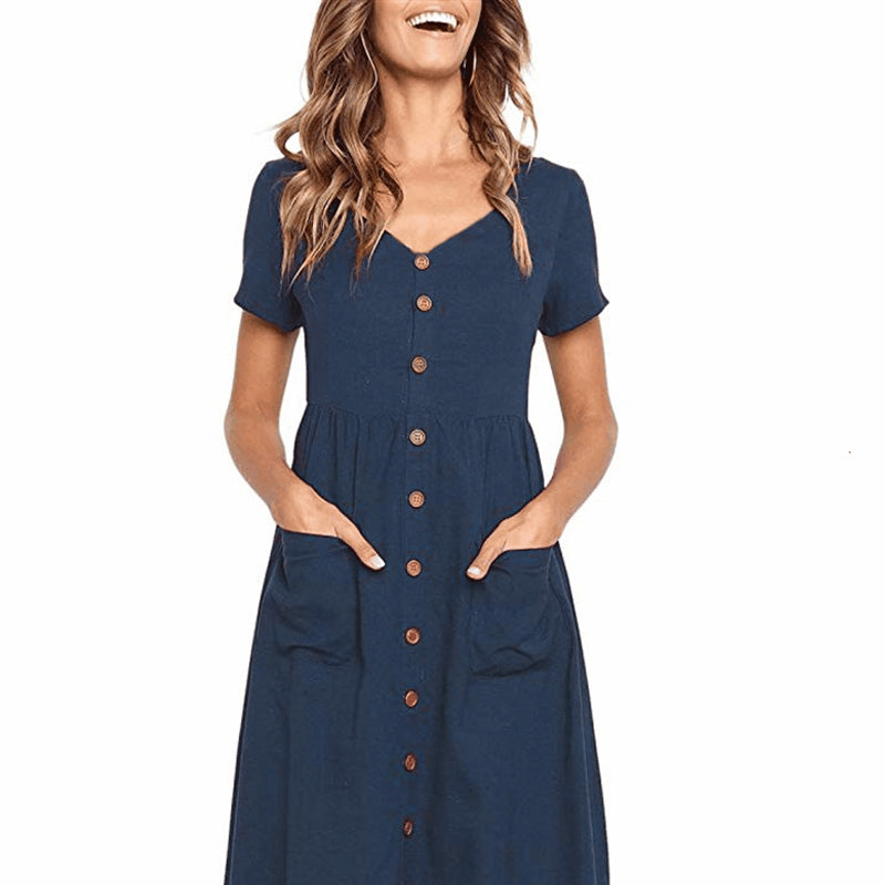 Maternity Dress with Button and Pocket Details