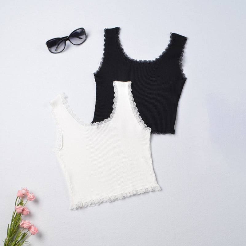 Cute Lace Women's Tight Elastic Tank Top