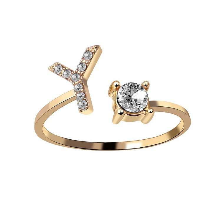 Adjustable 26 Initial Letter Rings. Fashion Simple Elegant Jewelry for Women
