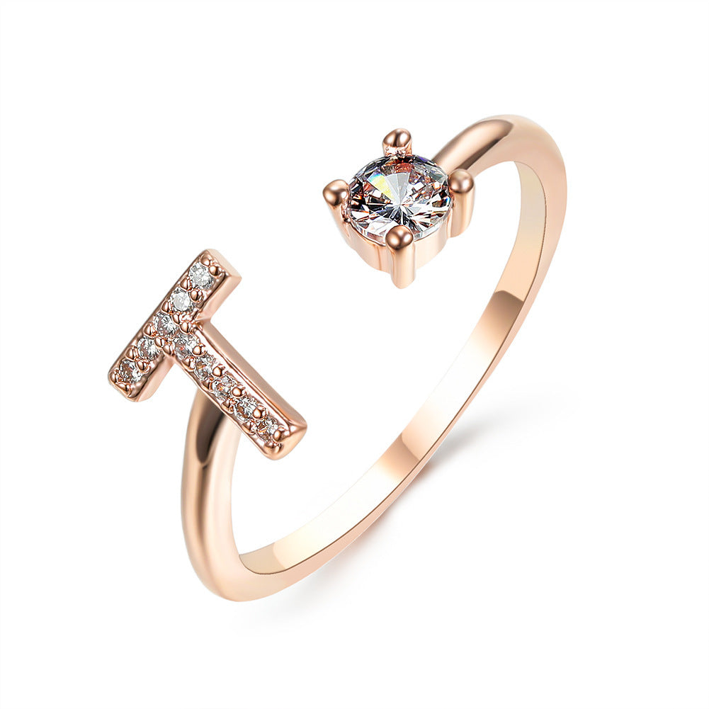 Adjustable 26 Initial Letter Rings. Fashion Simple Elegant Jewelry for Women