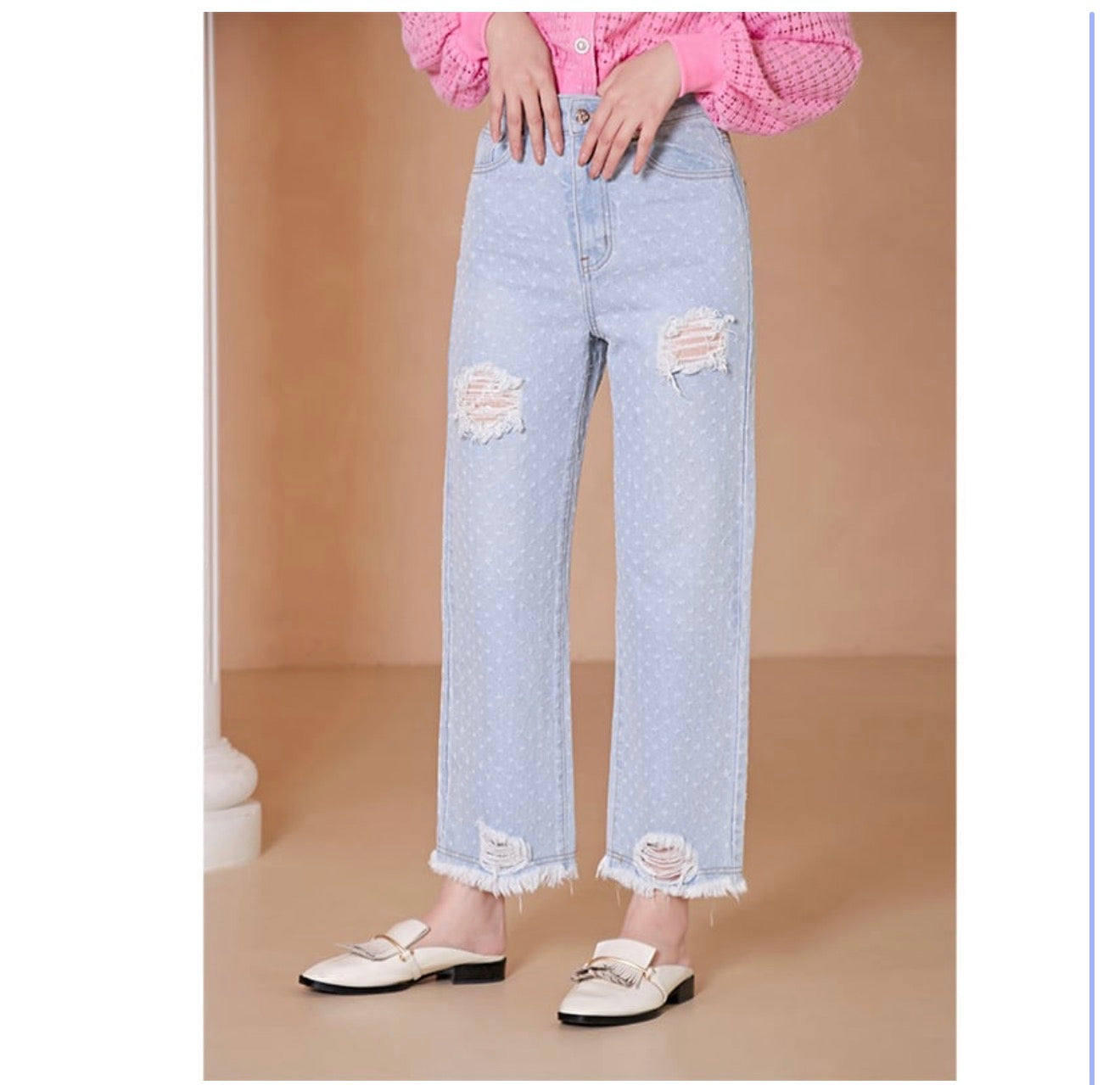 Women's High Waist Ripped Casual Jeans
