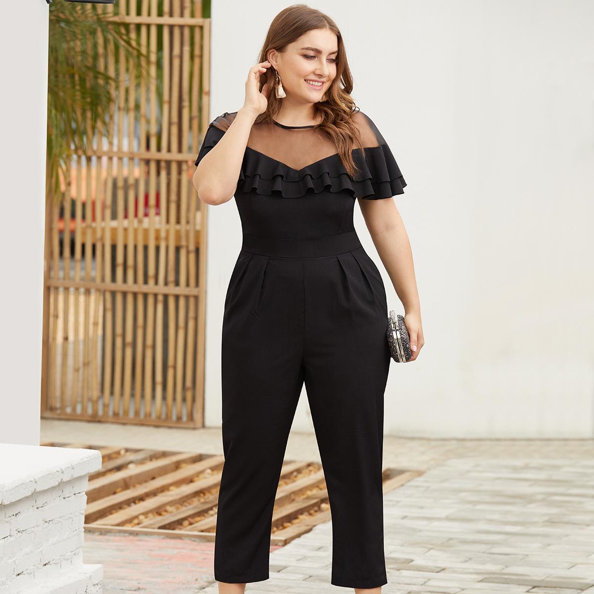 Ruffled Jumpsuit with Tapered Legs