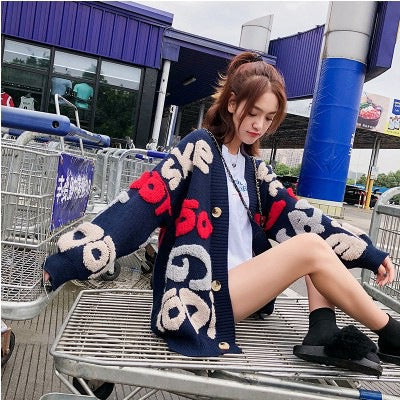 Autumn Winter Women's Knitted Cardigan Sweater