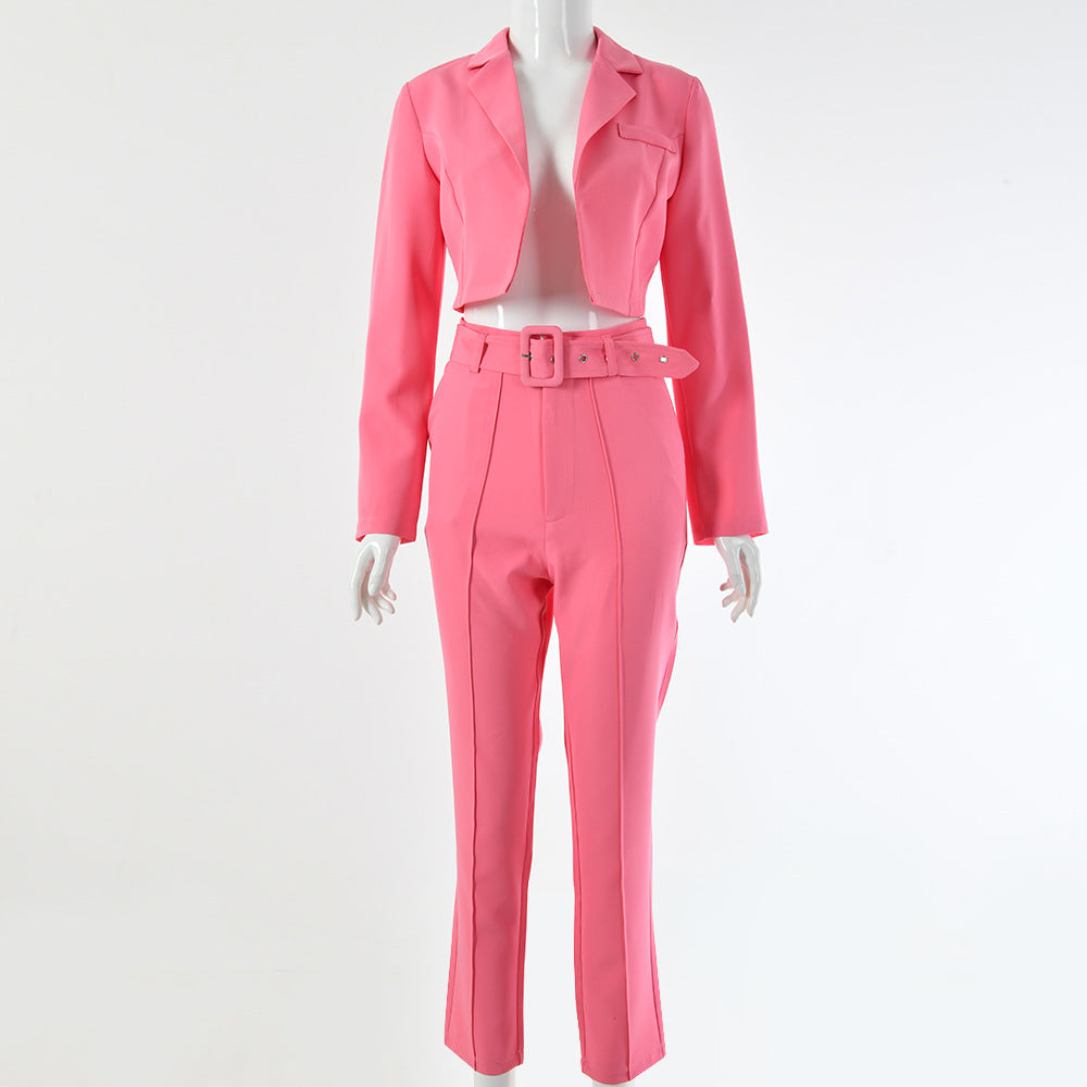Women's Unbuttoned Blazer Two-Piece Set