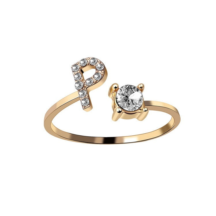 Adjustable 26 Initial Letter Rings. Fashion Simple Elegant Jewelry for Women