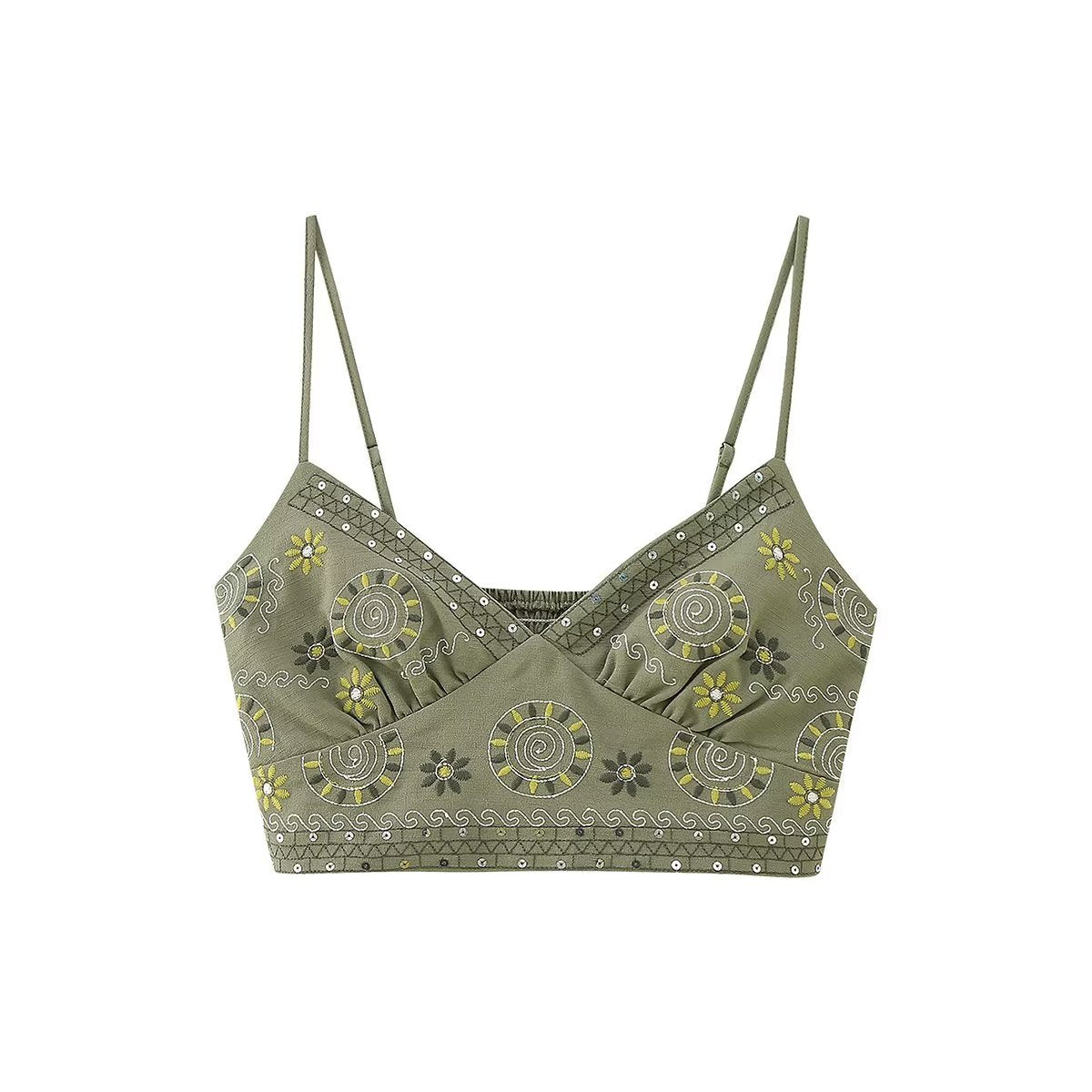 Women's Embroidered Cami and Straight Pants Set