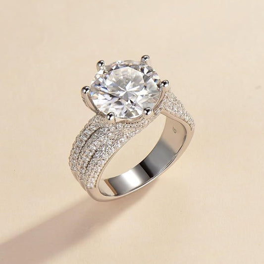 5ct Moissanite Engagement Rings For Women. 11MM Center Stone, D Color VVS1 Created Moissanite, Wedding, Promise, Proposal, Anniversary, Luxurious Bridal Gift