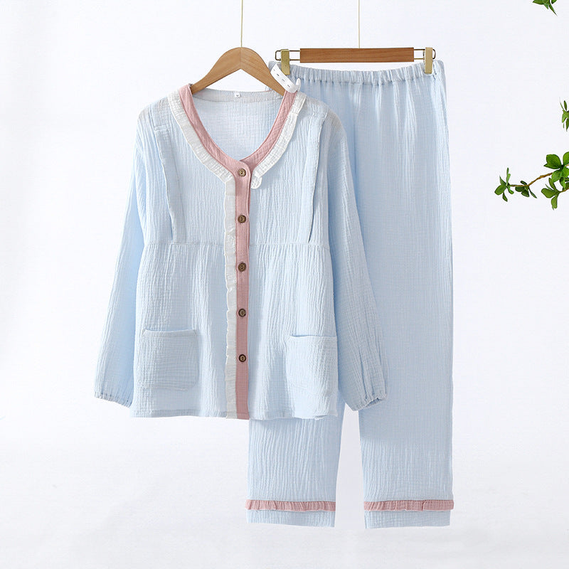 Cotton Double-Layer Maternity Nursing Homewear