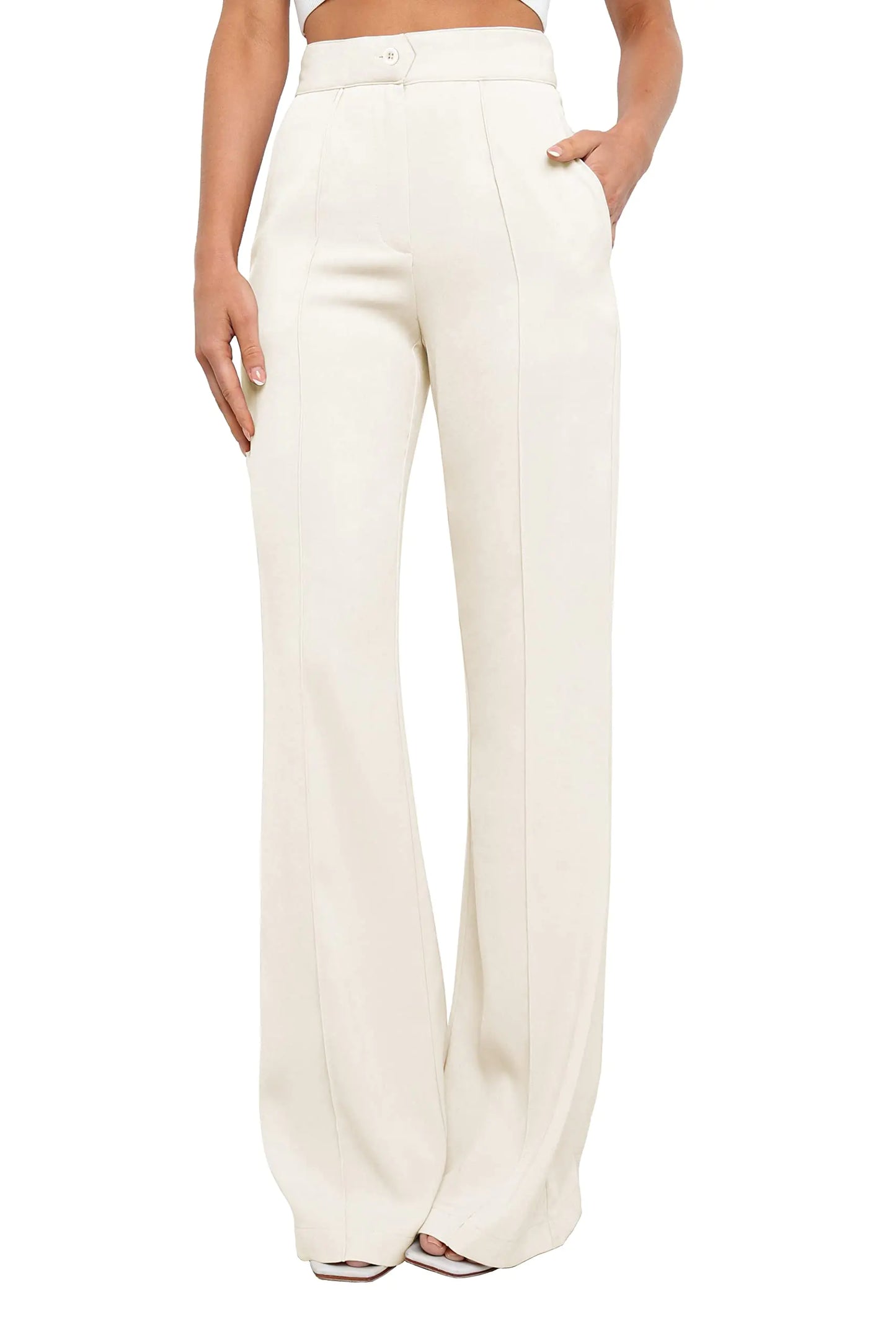 Womens Causal High Waisted Wide Leg Pants. Bootcut Dress Pants for Work with Pockets