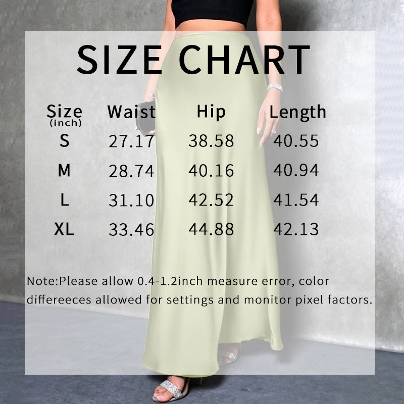 Women's Elegant Satin High Waist Skirt. Flared Midi Cocktail Party Wedding Long Skirt
