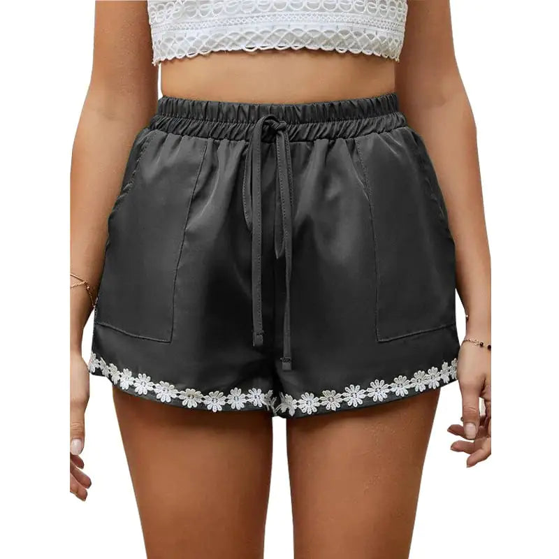 Lace Loose Elastic Tie Hot Pants for Women