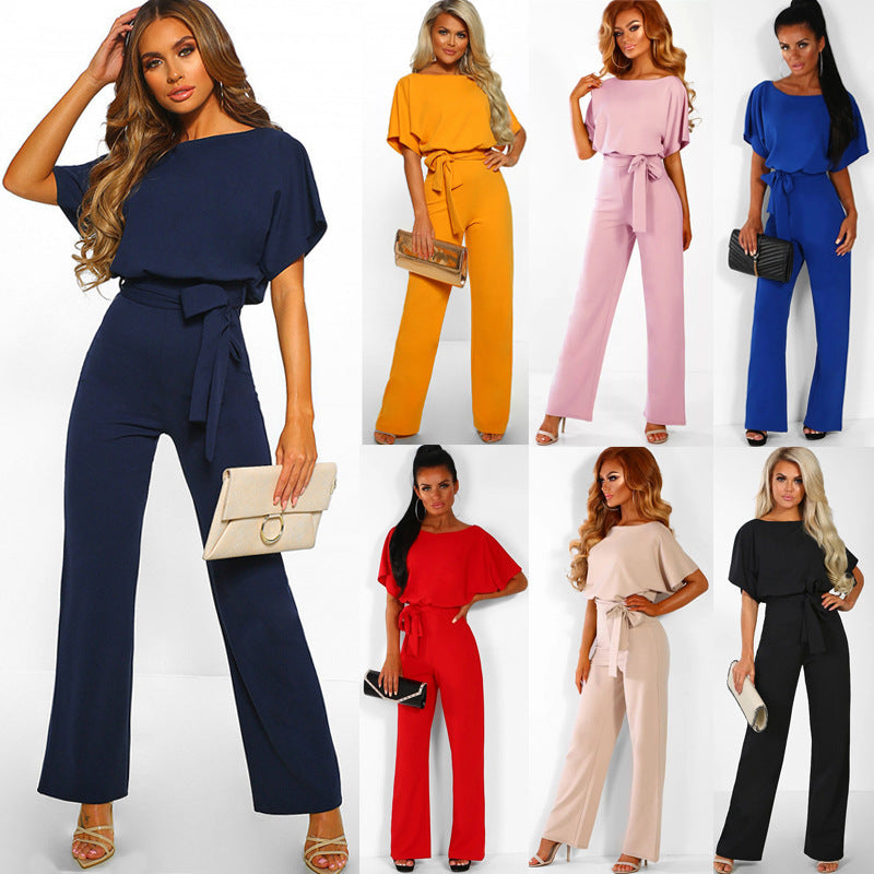 Women's Light Short Sleeve Professional Jumpsuit