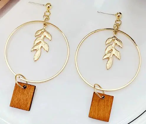 Wooden Leaf Earrings for Women - Fashionable Design