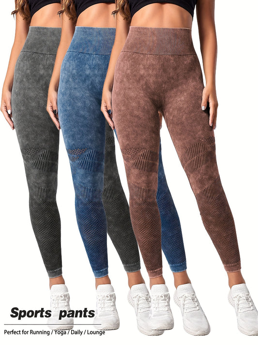 3 Pack Mesh Cut Out Leggings For Women. Tights Breathable Workout Tummy Control Pants