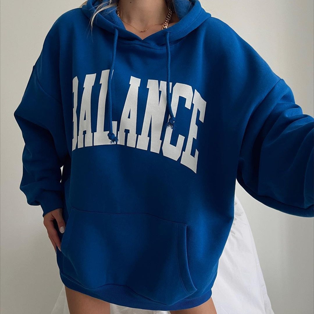 Women's Long Sleeve Hooded Tops with Print Design