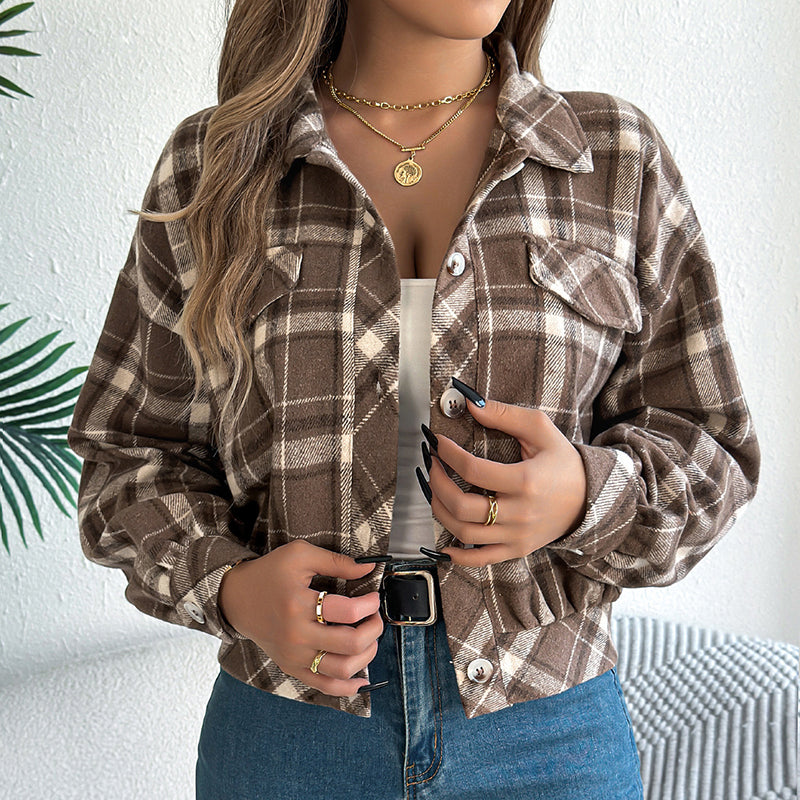 Womens Button Down Shirts. Long Sleeve Plaid Jackets, Business Casual Blouse Top