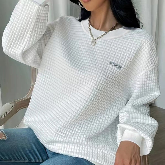 Letter Patch Detail Drop Shoulder Sweatshirt