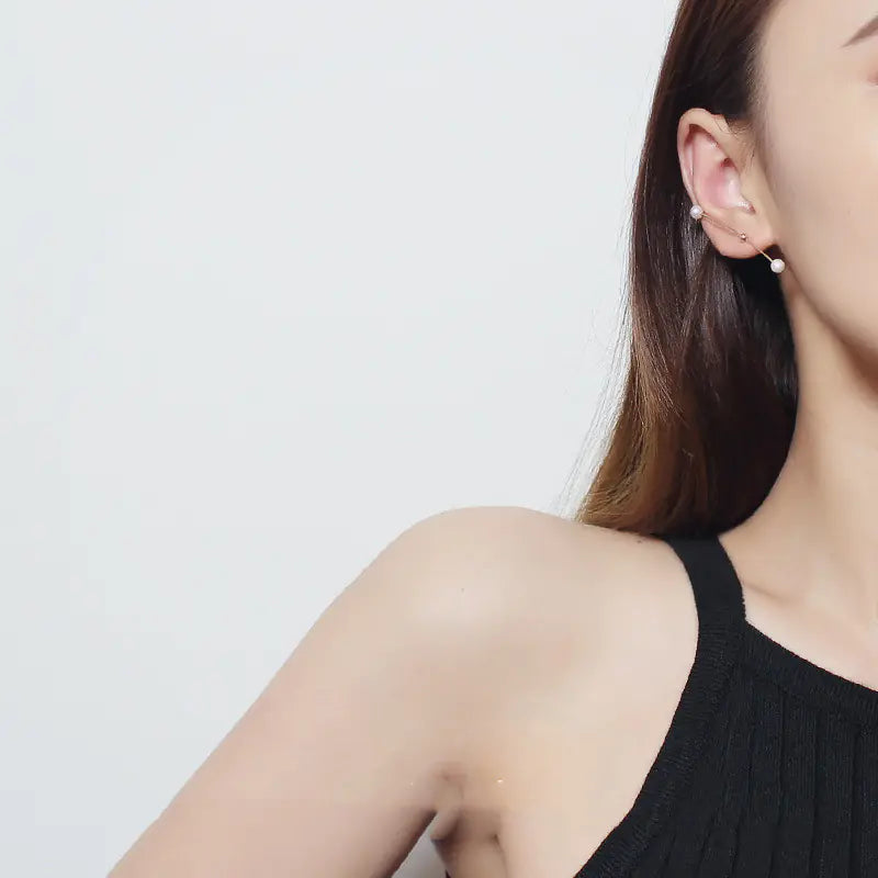 Natural Pearl Asymmetrical Earrings for Women, Designer