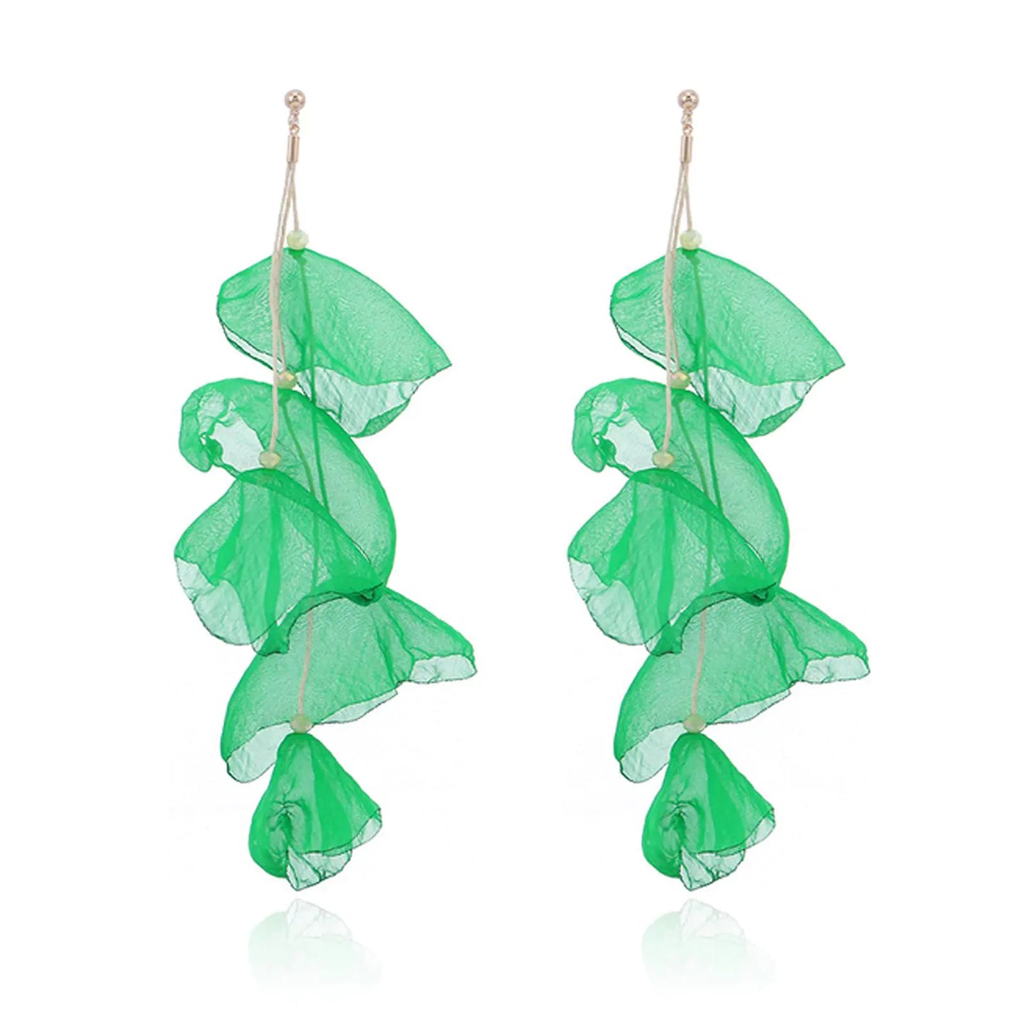 Floral Chiffon Earrings for Women. Tiered Flower Statement Long Drop Dangle Earrings, for Daily Dresses Holiday Party