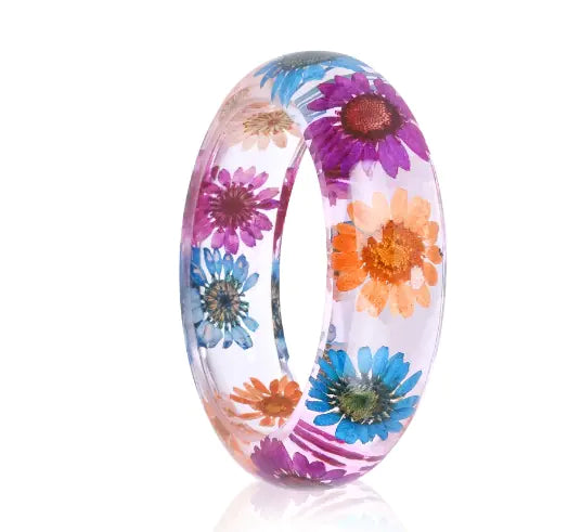 Dried Flower Resin Bracelet Bangle Jewelry for Women