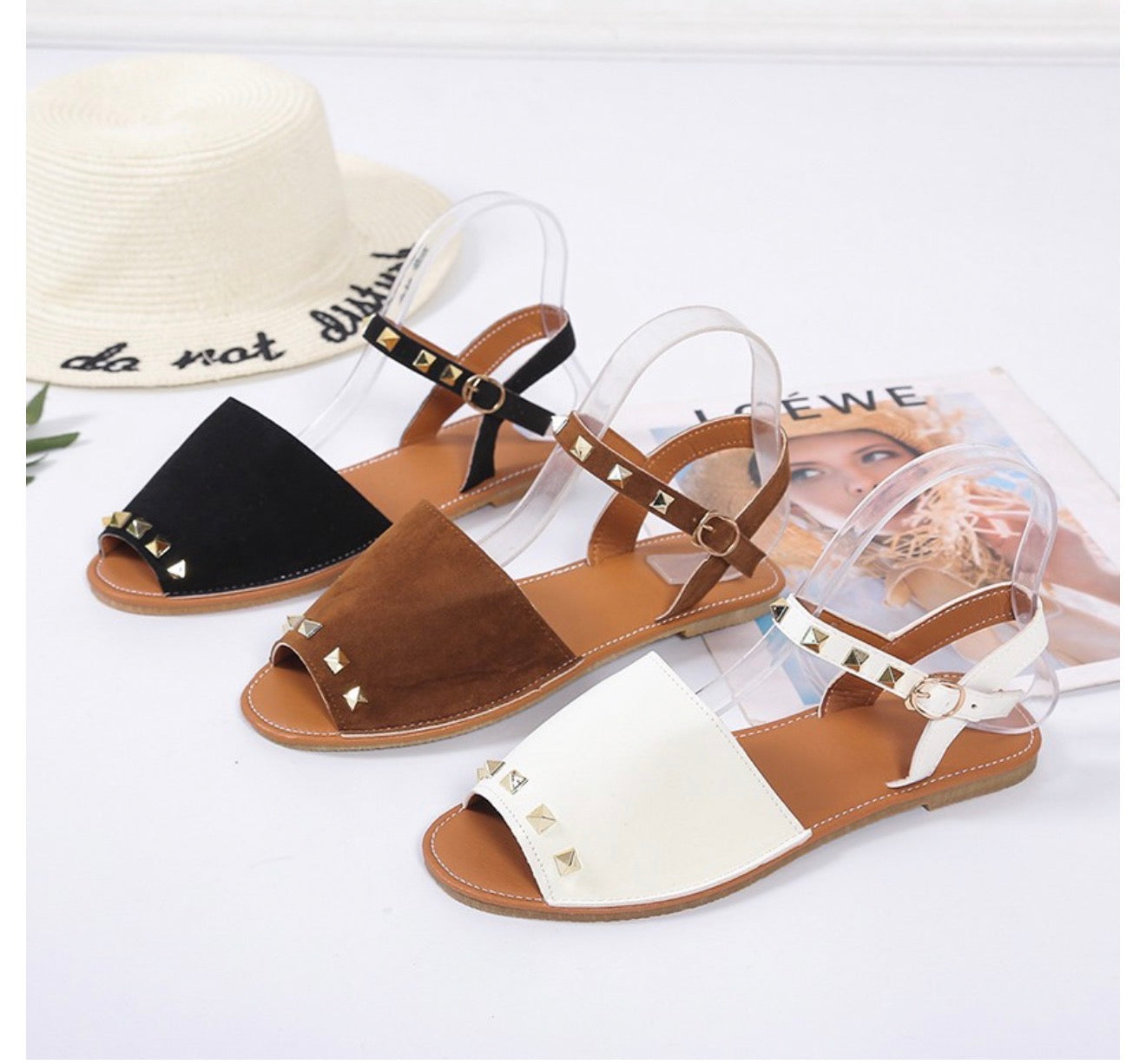 Rivet Sandals for Women - Summer Flat Beach Shoes
