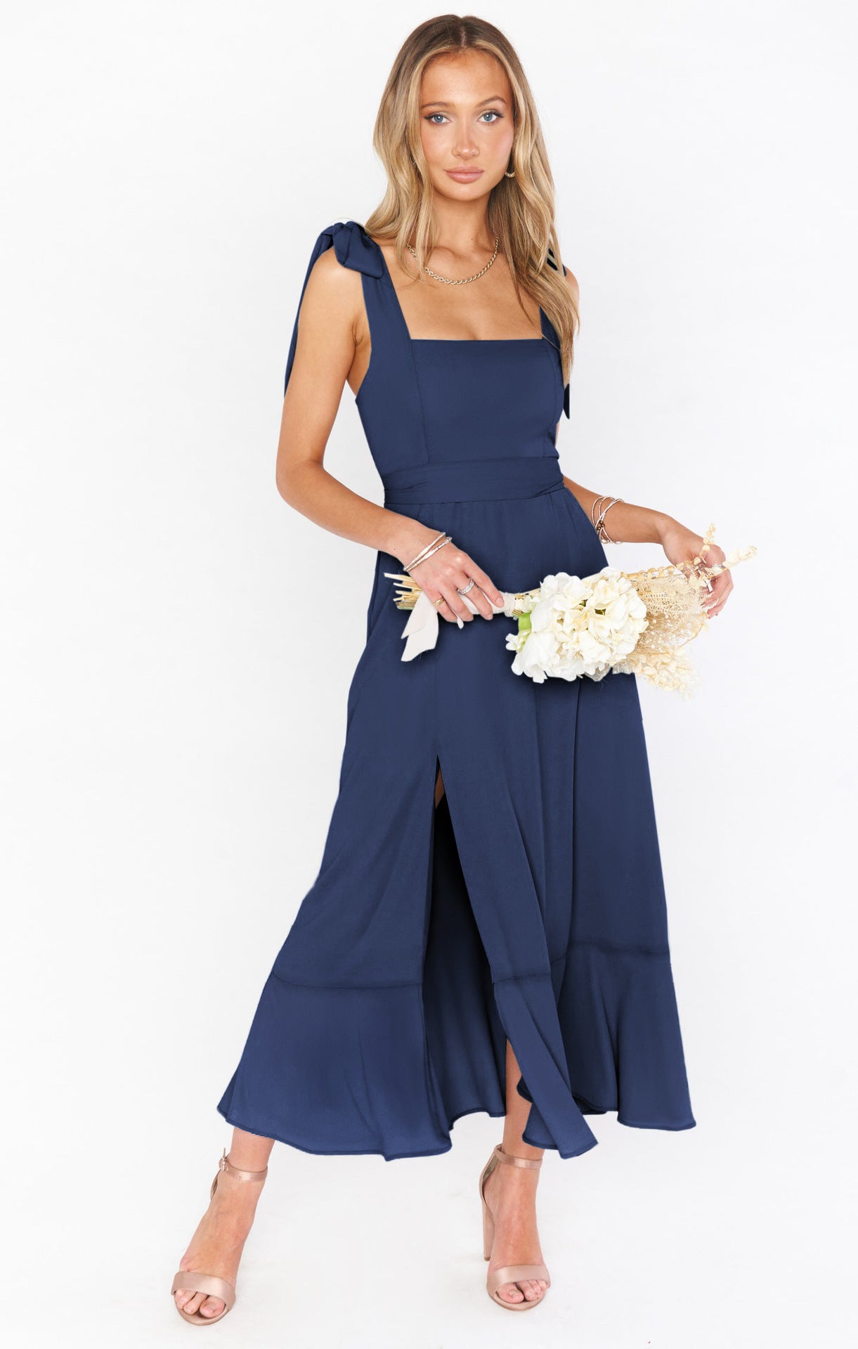 Temperament Suspender Split Dress. Lace-up Design Fashion Summer Ruffled Beach Dresses For Women