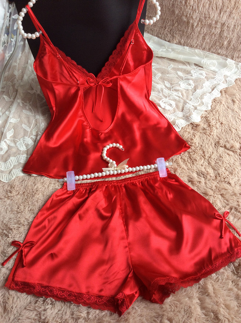 Women's Silk-Feel Cami Top and Shorts Pajama Set